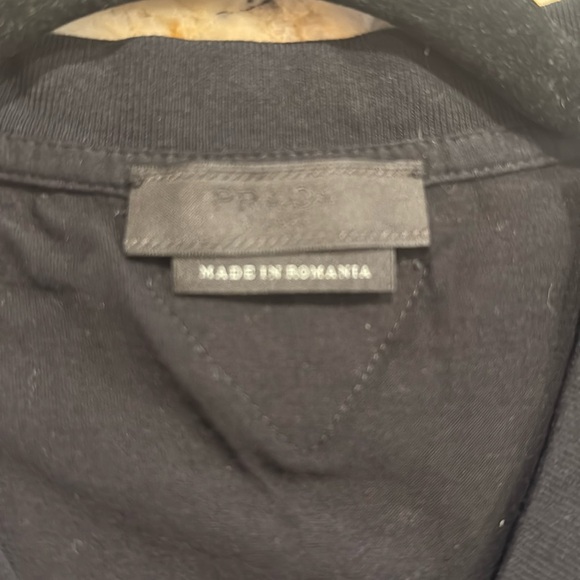 Prada Black Short Sleeve Tee triangle Prada logo back. Sz: M - Picture 5 of 5